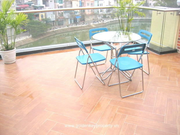 Large balcony, lake view apartment for rent in Yen Phu Village, Tay Ho