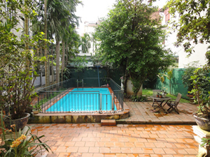 Rental villa with terracotta floor and outdoor pool in Tay Ho