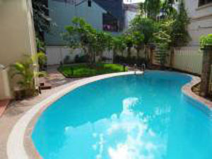 Luxury Villa with out-door pool For Rent in Tay Ho, large living room, quiet area