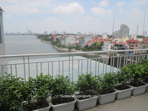 Large balcony, lake view, 3 bedroom apartment for rent in Tay Ho